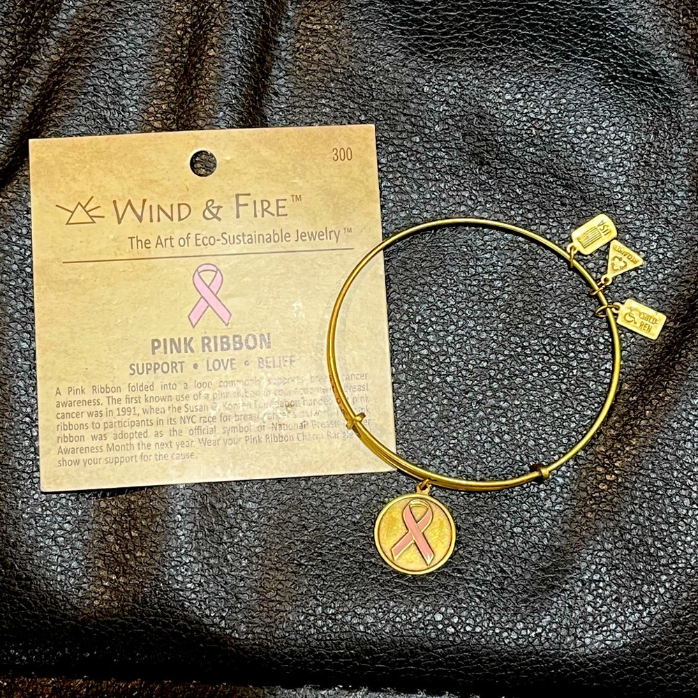 Wind and Fire Pink Ribbon Bracelet